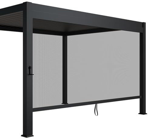 Juskys Seitenwand für Lamellendach Tahiti - Rollo 4 m - Aluminium & Stoff - Zubehör für Pergola - Sonnenschutz für Garten & Terrasse - Anthrazit