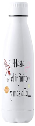Docliick - Botella agua deportiva Acero Inoxidable, Térmica 790ml, botella con dibujos originales y frases motivadoras. Cantimplora Aislamiento Doble Pared.Frase motivadora Hasta el Infinito