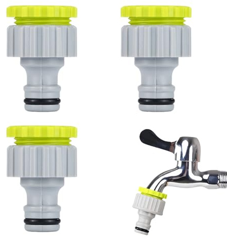 3 Stück Hahnverbinder 1/2 Zoll Gartenschlauch Hahnverbinder 3/4 Zoll Verteiler Wege Anschluss 3/4 Zoll Wasserschlauch Wasserhahn Adapter Kupplung Schlauchanschluss Set