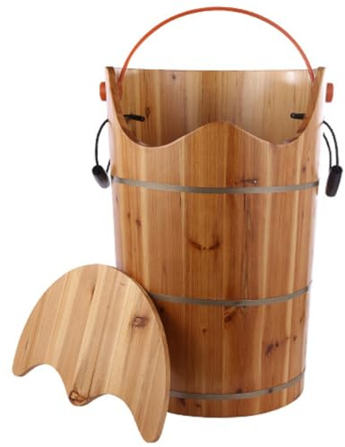 OUYUE Fußbad Wanne Für Spa Handgefertigtes Fußbad Aus Holz, Holzfass, Fußbad Aus Holz, Sauna, Fußwanne, Massage, Spa, Sauna Fußbadeeimer