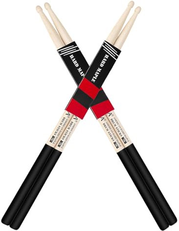 Lot de 2 paires de baguettes de batterie en érable dur avec poignée antidérapante, pour batterie électronique, pour étudiants et débutants (érable dur 7A)