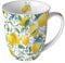 Ambiente Tasse 10cm Porzellan mit Zitronen Motiv - 0,4L Keramiktasse Porzellangeschirr - Kaffeetasse Teetasse Kakaotasse - Sommergeschirr Tassen & Becher - Porzellantasse mediterran Gelb Weiß