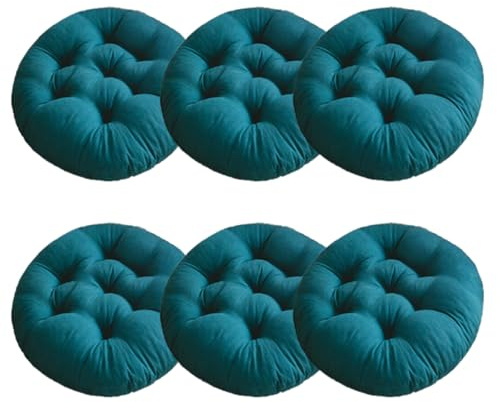 Mozzeilee Rundes Stuhlkissen, für drinnen und draußen, weiches Sitzkissen für Esszimmerstühle, 40 x 40 cm, Sessel, Garten, Rattan, Sofa, Stuhlmatte für Schlafzimmer, Boden, Camping (Dunkelgrün, 6