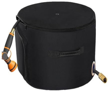 Hose Storage Pot, Garden Hose Container, Weatherproof Outdoor Bucket Organizer, Decorative Tool Holder with Drain Holes, Gardening Accessories for Backyard Patio Poolside Use