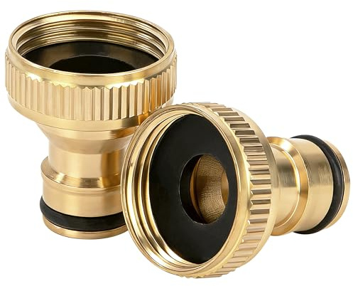 Elegrip Raccordi Rapidi in Ottone 1/2 Femmina - Giardino Raccordo Rubinetto Tubo, Innesto Rapido Adattatore Filettato per Irrigazione, Pistola Acqua e Sprinkler (2 Pezzi)