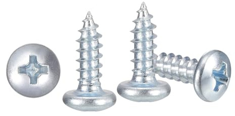 METALLIXITY Phillips Pan Head Self Tapping Screws(#6x3/8) 100Pcs, Carbon Steel Self Drilling Screw for Metal Wood Plastic, for Cabinet Wall Shutter Plate Rock Furniture, Silver
