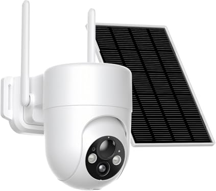 ELYSOO Telecamera solare 2K per esterni, wireless, visione notturna a colori, telecamere di sicurezza wireless per esterni con vista a 360°, alimentazione a batteria, WiFi a 2,4 GHz, avvisi istantanei