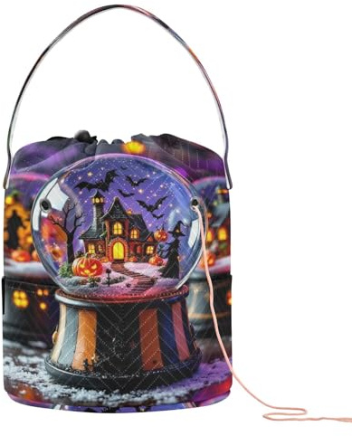 Entzückende Halloween-Schneekugeln, Häkelgarn, Aufbewahrung, tragbare Reisetasche für Kunstbedarf, Reisen, Stricken