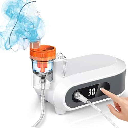 BIAOQINBO Inhaliergerät für Erwachsene und Kinder,Inhalationsgerät Tragbare Kompressor Vernebler mit LED Digitalanzeige Timing-Funktion