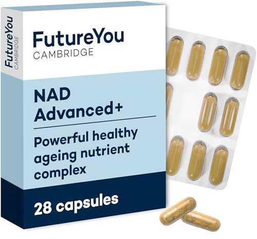 FutureYou Cambridge NAD+ Advanced – Cellular Energy & Healthy Ageing Support with Nicotinamide Riboside, Veri-te Resveratrol, Green Tea Extract, Zinc & B Vitamins – Vegan, 28 Capsules (28-Day Supply)
