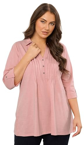 EVANS Curve Blush Pink Pintuck Henley Top - Women's - Plus Size Curve