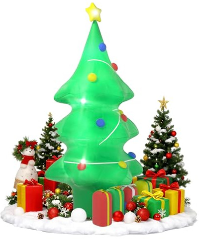 NAIZY Aufblasbare Weihnachtsdeko Outdoor 150cm LED Weihnachtsbaum mit Heringe und Seil, Weihnachten Deko für Aussen Garten Terrasse Rasen Feiertagsparty