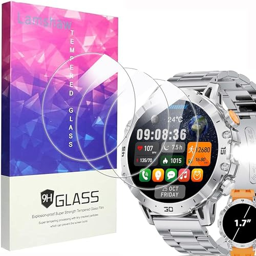 Blueshaweu Displayschutzfolie Kompatibel Für HIRREO EF18 Smartwatch Herren 1,7 zoll, 9H Härte Panzerglas Schutzfolie [3 Stück] Kompatibel mit HIRREO EF18 Smartwatch (HD)