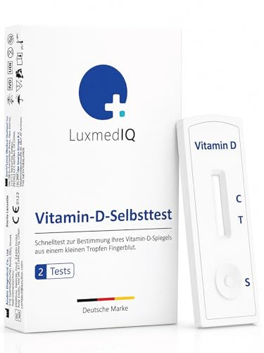 Vitamin D Test für Zuhause - Vitamin D Blut Spiegel messen (2 Stk.) | Zur Erkennung eines Vitamin-D-Mangels bei Müdigkeit, Energielosigkeit oder gedrückter Stimmung - Ergebnis in 10 Minuten