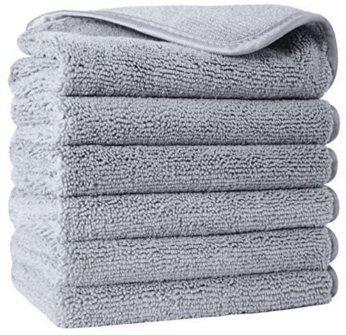 Polyte - Premium-Waschlappen aus Mikrofaser - fusselfrei - Grau - 33 x 33 cm - 6 Stück