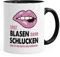 MoonWorks® Kaffee-Tasse Erst Blasen dann Schlucken Spruch Heisse Tasse sexy Lippen schwarz unisize