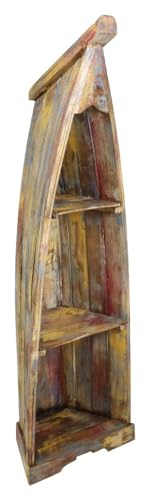 Oriental Galerie Badregal Bootsregal mit Steg Boot Regal Standregal Aufbewahrung Badezimmer ca.148 cm Albesia Holz Multicolor Mittel