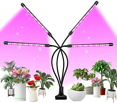 bseah Lampes de croissance pour plantes d'intérieur, lampes de croissance à clipser avec minuterie de 3/9/12 heures, lumières de croissance à spectre complet pour le démarrage des graines
