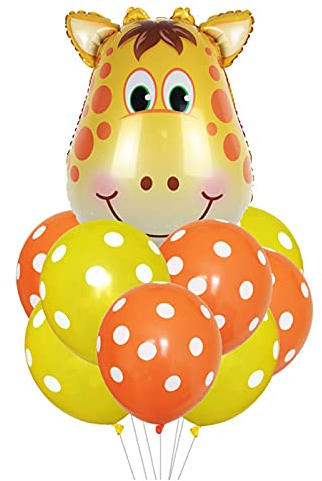 ballonfritz® Tiere Safari Dschungel Ballon 11 tlg. Set - XXL Giraffe Kopf Luftballon 63x46x20cm als Geburtstagsgeschenk, Party-Deko oder Überraschung den Kindergeburtstag