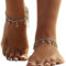 Wedity Boho Fußkettchen Vierblättrige Blumenkette Fußkettchen Perle Anhänger Fußkettchen Sommer Zubehör Strand Fußschmuck Einstellbar für Frauen und Mädchen