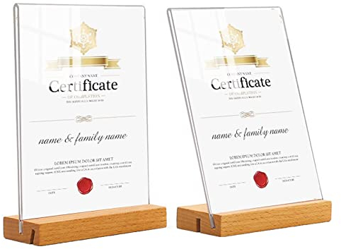 XUBX 2 Pièces Présentoir de Table A4, Présentoir publicitaire, Porte Visuel, Acrylique Stands de présentation, Support de Panneaux A4, Porte Affiche, Menu Dépliant pour Publicité, Dépliant