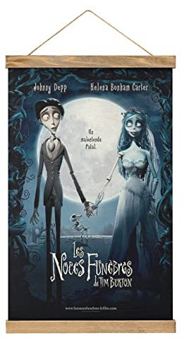 YBEL Movie Corpse Bride Scroll-Poster Stoffbild Kunst Holz DIY Rahmen Hängende Druck Aufhänger für Raumdekoration Öl Leinwand Kit Geschenk
