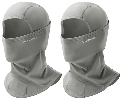 ROCKBROS Cagoule Polaire Moto Hiver Balaclava Tour Cou Homme Femme Cache Visage Nez Oreilles Coupe-Vent Thermique Vélo Cyclisme Scooter Ski Course Snowboard sous Casque 2 Pièces 9 Couleurs-Gris Clair
