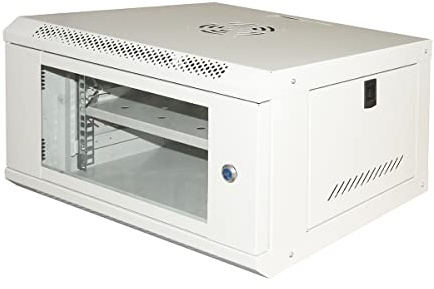 LINK LK1906UL 19 Rackschrank Serie Light mit Tür aus gehärtetem Glas und Schlüsselschloss Farbe Grau Abmessungen 53 x 40 x 30 cm Einlegeboden inklusive 6HE Kapazität für Wandmontage 1 Einheit