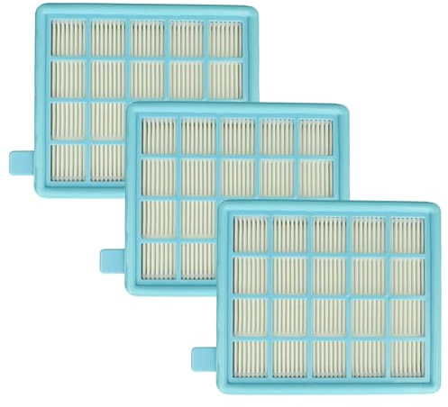 vhbw 3x Staubsaugerfilter kompatibel mit Philips FC9320 | FC8672, FC9322, FC9321, FC9324, FC9323, FC9325 Staubsauger - HEPA-Filter Weiß Hellblau