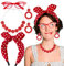 BETESSIN 4TLG Rockabilly Accessoires Damen 50er Jahre Kostüm Kleid Zubehör 60er Jahre Outfit Rot Gepunkte Haarband Polka Dots Stirnband Brille Halskette für 1950s Mottoparty Retro Karneval Party