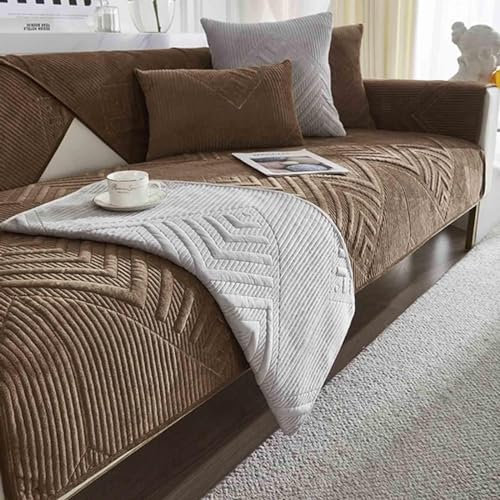 YWQJL Sofabezug Antirutsch,Sofaschutz Sofaschoner,Kratzschutz Hund Katze Überwurf Hundedecke Ecksofa Sofa Schutzdecke Schonbezug Sofa Abdeckung Sofaüberwurf Couchhusse,dunkelbrau-90x180cm