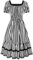 SCARLET DARKNESS Women Gothic Dress Square Neck Vertical Stripes Puff Sleeve Smocked Medieval Steampunk Vintage Tiered Dresses Black White M