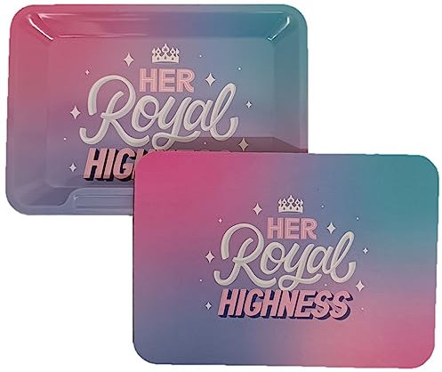 Metal Rolling Tray - Wise Skies Gift Set Classic Medium Design For kit With Magnetic Lid (Her Royal Highness)