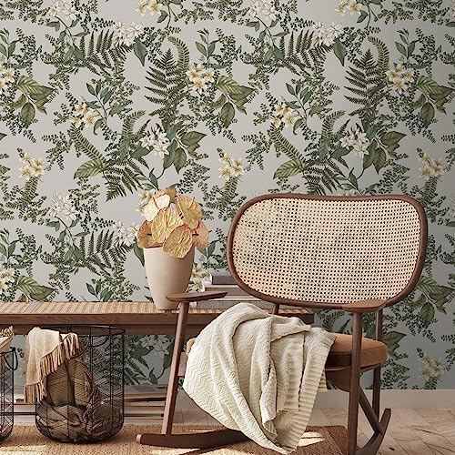 Livingwalls Tapete Grau Dunkelgrün - Tapete Wohnzimmer Schlafzimmer 394242 - Vliestapete floral - 10,05 m x 0,53 m für 5,33m² - Made in Germany