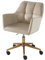 BAÏTA Fauteuil de Bureau Mona en Velours Beige avec Pieds dorés