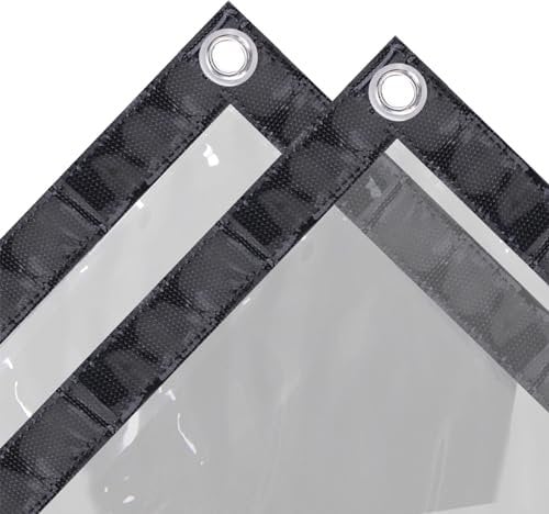 Ezcasch 2x2.5m Clear Tarpaulin Waterproof Heavy Duty - 420g/m² Clear Tarp with Grommets, Transparent Waterproof Pergola Covers for Patio Outdoor with Rope and Cable ties - Actual size: 1.9x2.4m