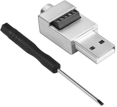 QIANRENON Adaptador USB 2.0 sin soldadura de metal USB 2.0 macho a bloque de terminales de 5 pines, conector de datos de 480 Mbps, terminal de tornillo USB, enchufe de placa de conexión de 5 V/2 A,