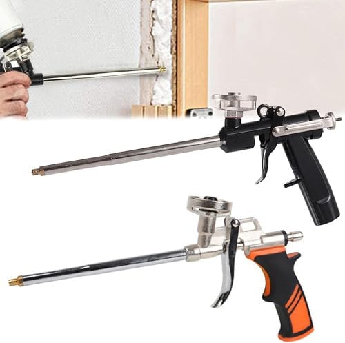 SUQ 2 Pcs Foam Gun, Professional Foaming Gun, Heavy Duty PU for Caulking, Filling, Sealing Expanding Foam Gun, Spray Application Applicator, Filler Gaps, Sealant Foam Dispensing Gun (Orange, Black)