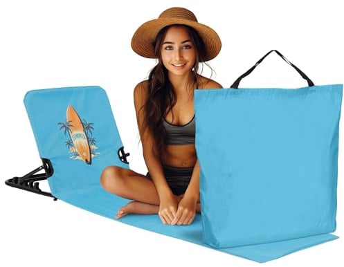 JEMIDI Tapis de Plage avec Dossier - Transat Pliable 145 x 45 cm - Clic clac Portable pour Plage Jardin Piscine Camping Pique-Nique - Turquoise