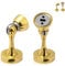 HOMOTEK 4 Pack Magnetic Door Stopper, Magnet Door Stop Heavy Duty Zinc& Rubber Tip Magnetic Door Catch Door Holder, Door Handle and Wall Protector(Bright Brass)