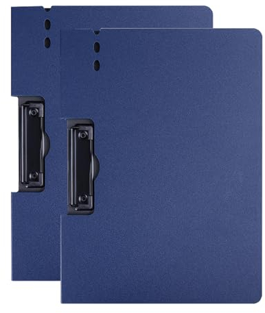 2 Stück Klemmbrett A4 mit Deckel, Kunststoff Klemmbretter Dokumenten Organizer für Geschäft, Büro, Schule, Restaurant - Blau