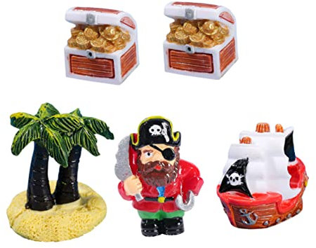 Cabilock Piraten-spielzeugfiguren Miniatur-schatzkiste Ornament Mini-strandzubehör Für - Und Gartendekorationen