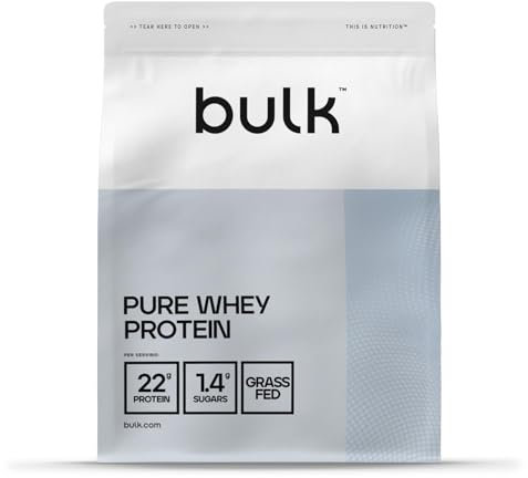 Bulk Pure Whey Proteína en Polvo | Leche Con Cereales de Canela | 22g Proteína y 5g BCAA | Batido de Whey Concentrado | Bajo en azúcar | Favorece el crecimiento y la recuperación muscular | 1kg