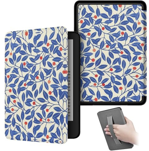 Étui pour Kindle Paperwhite 11e Génération 2021 & Signature Edition Léger, avec Fonction Auto Sleep/Wake Et Sangle De Maintien, Non Compatible avec d'autres Liseuses Électroniques (Les Feuilles)