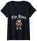 Damen Keeshond Hundejacke The Boss, cooles Outfit für Hunde und Mütter T-Shirt mit V-Ausschnitt