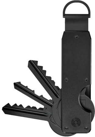 Ysvnlmjy Porte-clés organiseur de clés | Porte-clés compact | Organisateur de clés pliable | Organisateur de clés minimaliste en métal, porte-clés pour clés, organiseur de clés de poche pliable, Noir