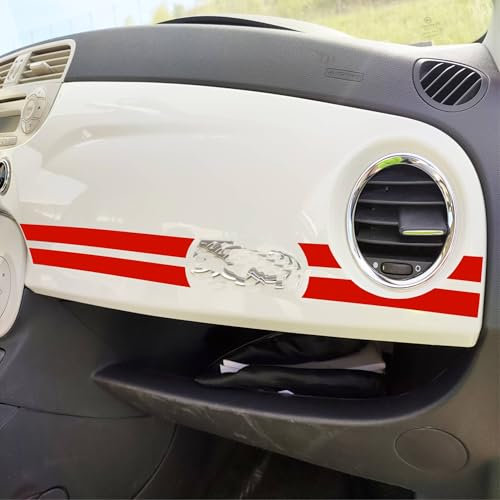 Pimastickerslab Kit Adesivi Stripes Strisce Adesive per Cruscotto compatibile con Fiat 500 Cinquecento Striscia Stickers Adesivo Auto Decal Tuning 2442 (032 Rosso)