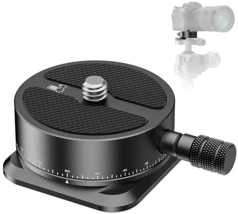 Neewer Panoramic Quick Release Plate, 360° Scaled Panning Head Camera Tripod Mount Adapter with Arca Type Base & 1/4 Screw for DSLR Camera Camcorder Tripod Monopod Slider, Max load 11lb/5kg, QRP-6