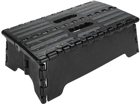 Qukaim Escabeau portable pliable noir pour personnes âgées et enceintes, design compact pour salle de bain et voyage, léger, 38 cm de haut
