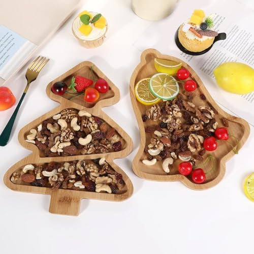 Vassoio da portata in legno di Natale, vassoio per antipasti, piatto da portata in legno a forma di albero di Natale, vassoio per salumi, snack, dessert, caramelle, piatto da esposizione, piatto per